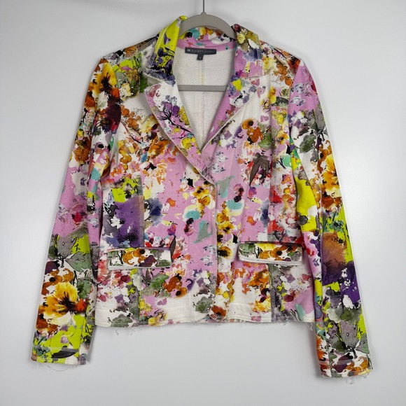 ELLIOTT LAUREN Women's Abstract Floral Maximalist Office Blazer Jacket Small - Picture 3 of 11